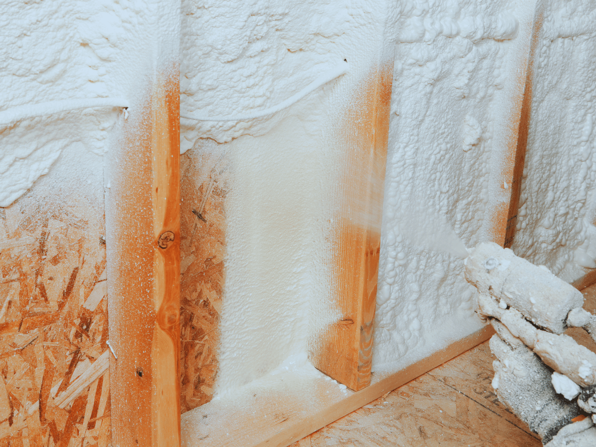 spray foam installation on an interior wall